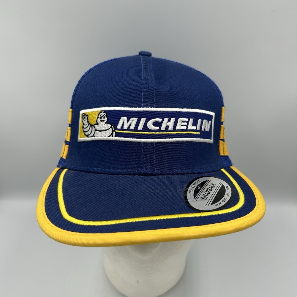 Michelin Trucker Hat Blue One Size Snapback Mesh Bibendum Mascot Logo Graphic